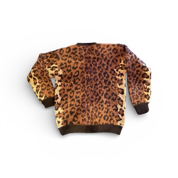 Vintage Perry Ellis Leopard Print Hand Knit Shetland Wool sweater size small - Picture 2 of 6